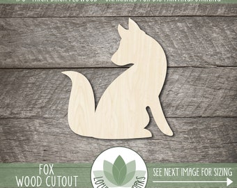 Fox Wood Craft Shape, Unfinished Wood Blanks, Laser Cut Wooden Animal Cutouts, Wood Craft Supply, Embellishment