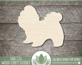 Wood Shih Tzu - Laser Cut Dog Shapes, Unfinished Craft Cutouts For DIY Projects