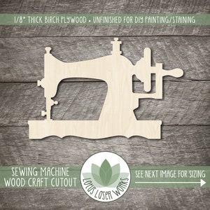 Sewing Machine Wood Cutout, Unfinished Wood Shapes For Painting And Crafts