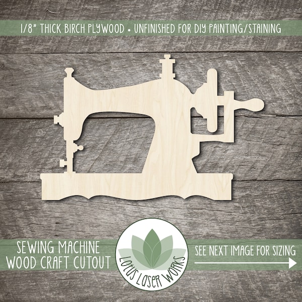 Sewing Machine Wood Cutout, Unfinished Wood Blanks, Laser Cut Wooden Antique Sewing Machine Shape, DIY Craft Embellishments