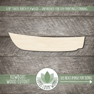 Rowboat Wood Craft Shape, Unfinished Wooden Cutouts, Laser Cut Blanks