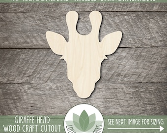 Giraffe Head - Laser Cut Wood Shapes, Unfinished Craft Cutouts