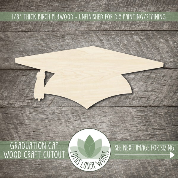 Graduation Cap Wooden Cutout - Unfinished Wood Blanks - Craft Shapes