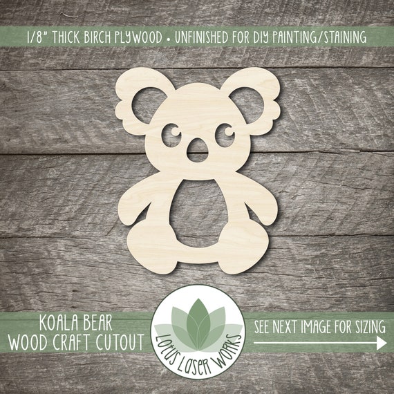 Bear Koala - Laser Cut Out Unfinished Wood Craft Shape BER5 Bear Koala - Laser Cut Out Unfinished Wood Craft Shape BER5