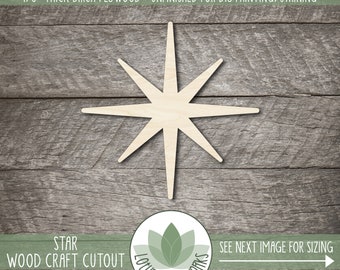 Mid Century Modern Wood Star Shape, MCM Themed Cutouts For Craft Projects