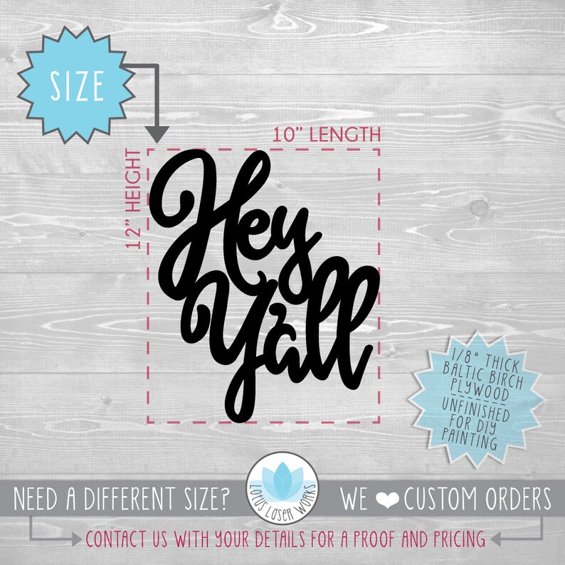 Hey Y'all Wood Word Sign Wooden hey Y'all Etsy