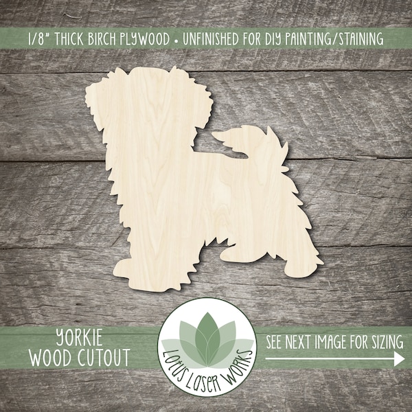 Yorkie Shape - Laser Cut Wooden Blanks - Unfinished Wood Craft Cutouts