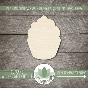 Cupcake - Wooden Craft Pieces - Blank Wood Food Cutout Shapes
