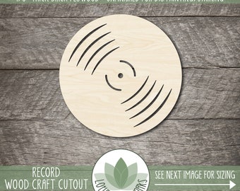 Record Album Wood Shape, Unfinished Wooden Craft Cutouts, Laser Cut Blanks