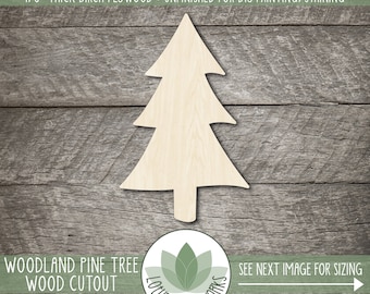 Woodland Pine Tree Wood Cutout, Unfinished Wood Craft Blanks, Laser Cut Wooden Tree Shapes, Wood Craft Supplies