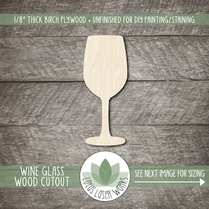 Wine Glass Cutout: Wood Shapes For Craft Projects, Laser Cut Painting Blanks