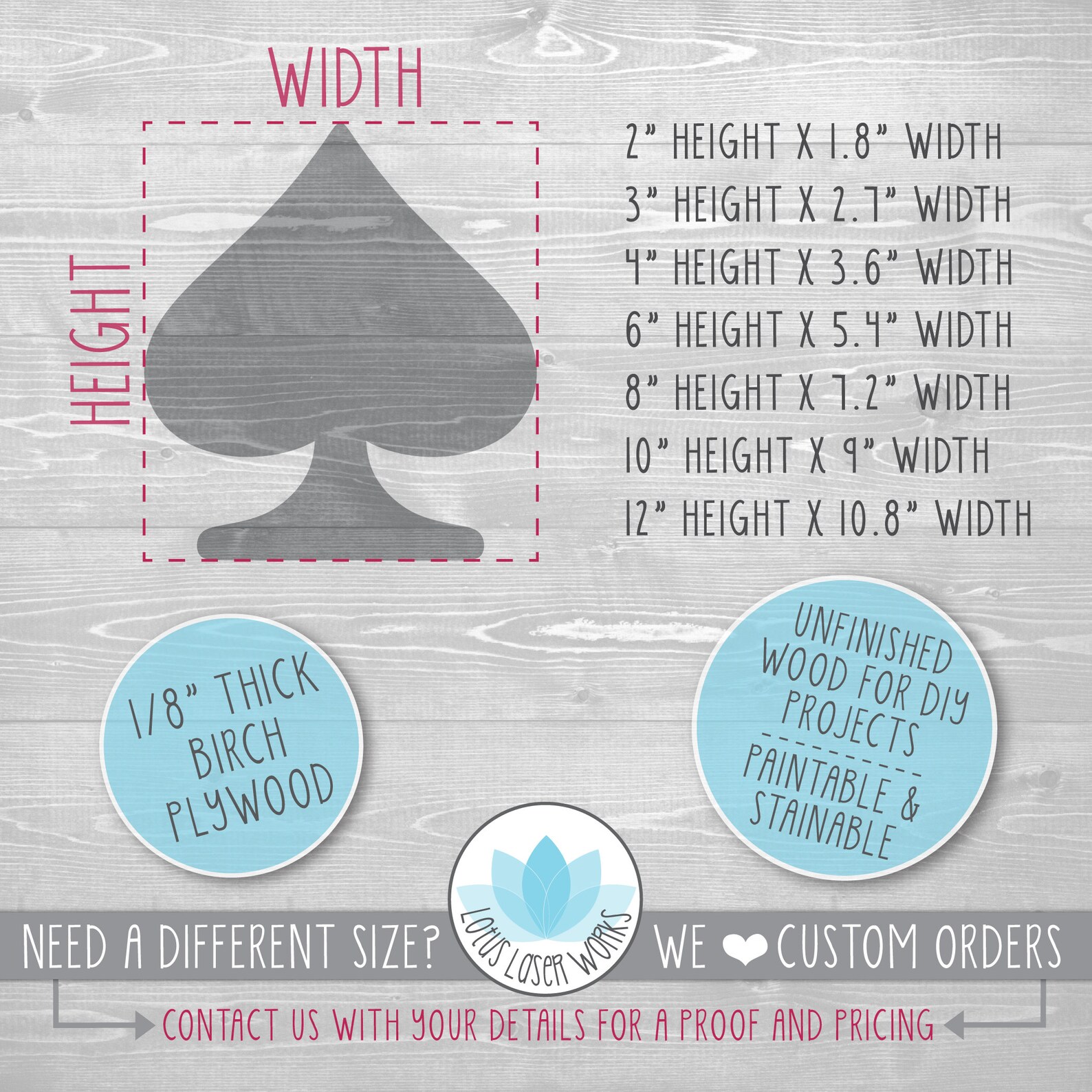 Spade Playing Card Wood Cutout Laser Cut Wood Spade Shape Etsy