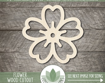 Wood Flower Shape: Unfinished Cut Outs For Crafting, Floral Painting Blanks, Craft Supplies