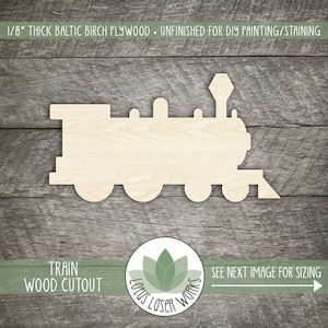 Wood Craft Shapes, Train Engine Wooden Cutout For DIY Craft Projects, Party Decoration