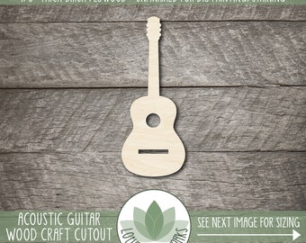 Acoustic Guitar Wood Shape, Unfinished Wooden Craft Cutouts, Laser Cut Blanks