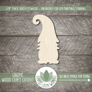 Wood Gnome Cutout, Unfinished Wooden Craft Blanks, Laser Cut Shapes