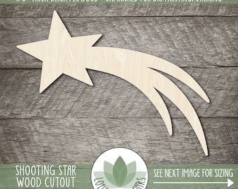 Shooting Star Shape  |  Unfinished Cutouts For Craft Projects, Laser Cut Blanks