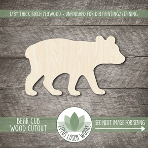 Bear Cub Shape - Wood Cutouts For Craft Projects - Painting Blanks