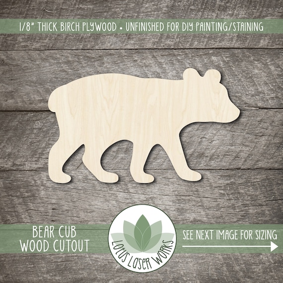 Bear - Laser Cut Out Unfinished Wood Craft Shape BER45 – The Wood Shape