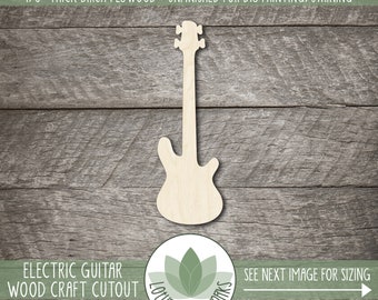 Electric Guitar Wood Shape, Unfinished Wooden Craft Cutouts, Laser Cut Shapes