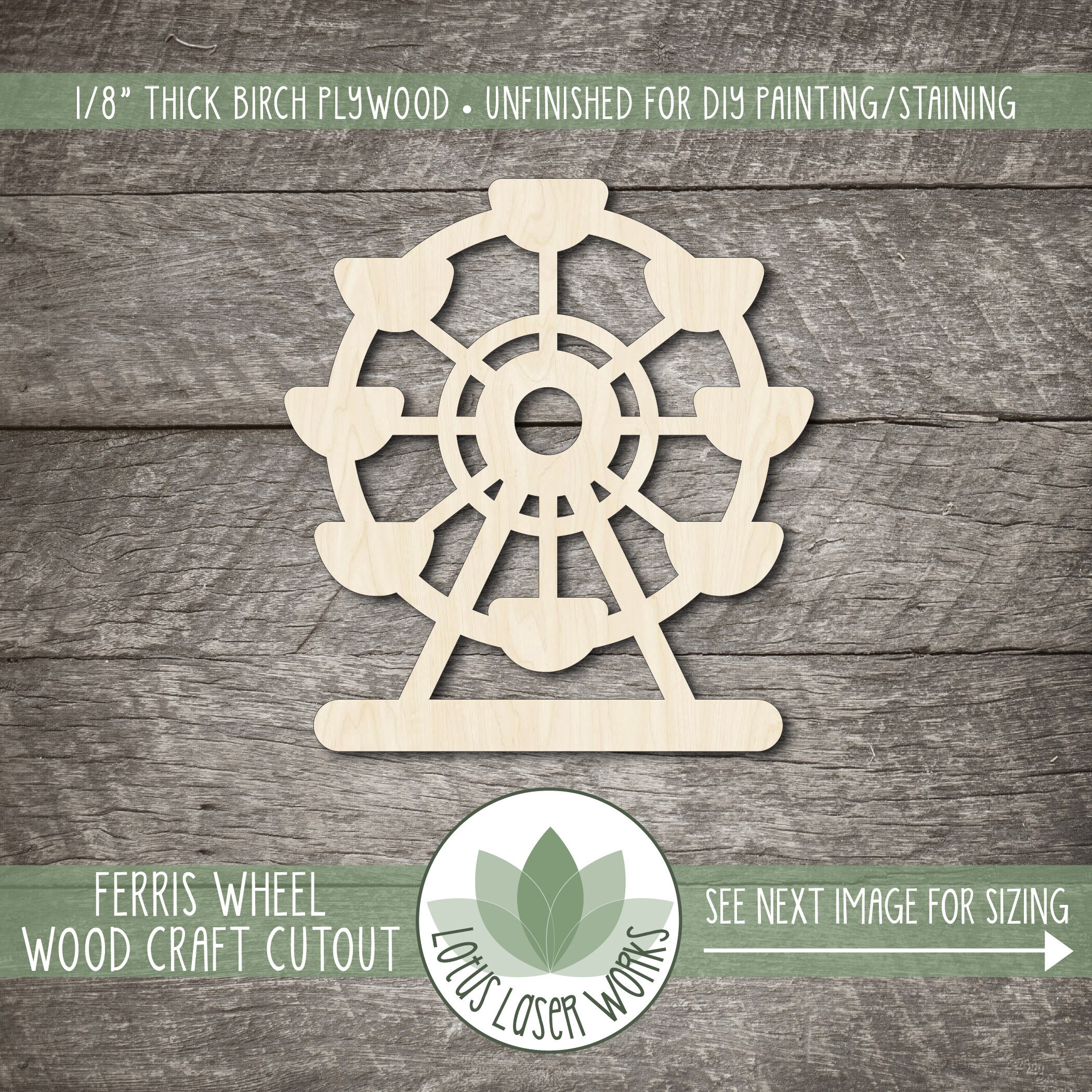 Building Ferris Wheel - Laser Cut Out Unfinished Wood Craft Shape CRC5 Building Ferris Wheel - Laser Cut Out Unfinished Wood Craft Shape CRC5