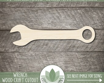 Wrench Cutout: Unfinished Wood Tool Shapes For Craft Projects, Laser Cut Blanks