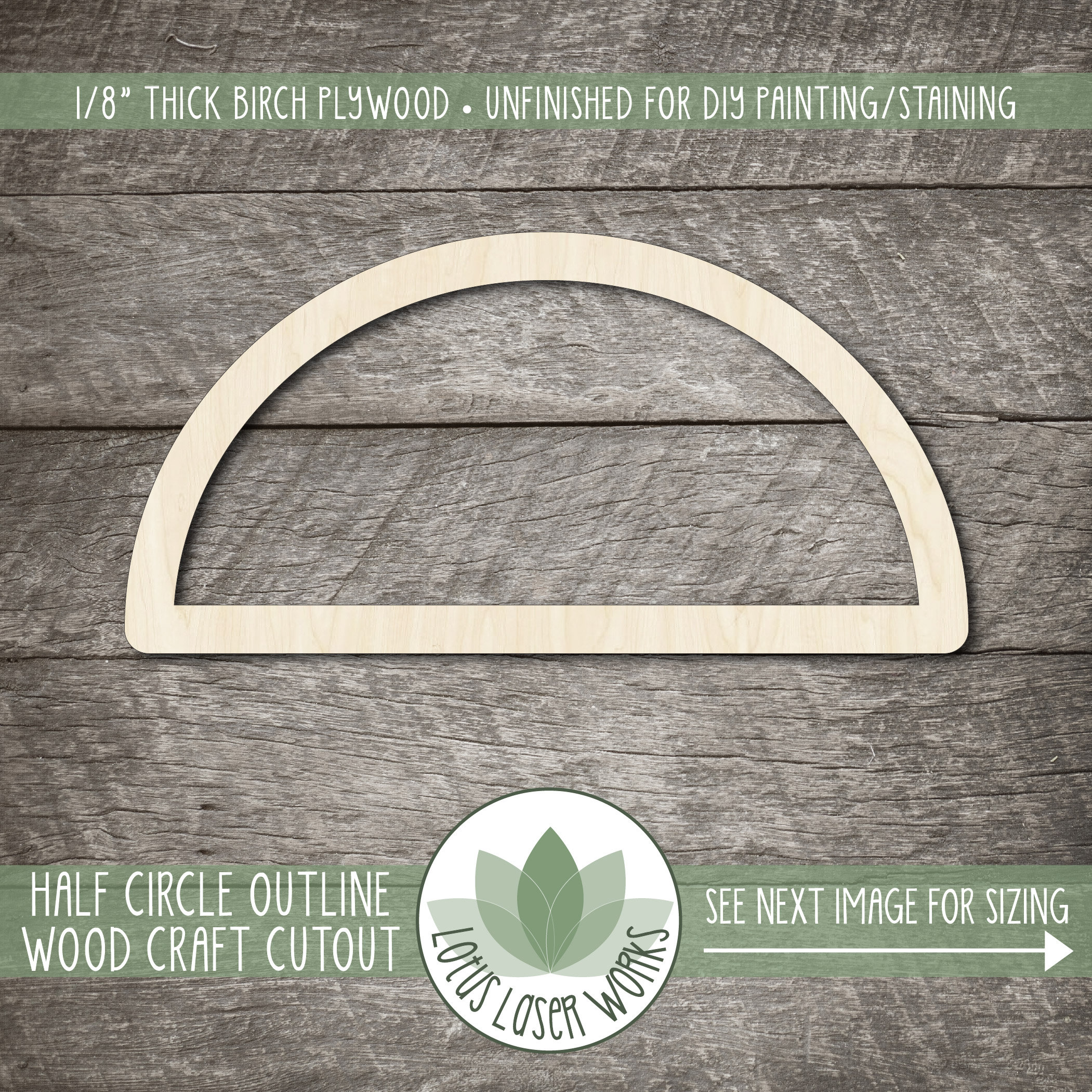 Half Circle Outline Wood Blank, Unfinished Wood Craft Shapes Half Circle Outline Wood Blank, Unfinished Wood Craft Shapes