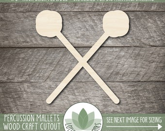 Percussion Mallets Cutout, Unfinished Wood Craft Blanks, Laser Cut Wooden Musical Instrument Shapes, Wood Craft Supplies
