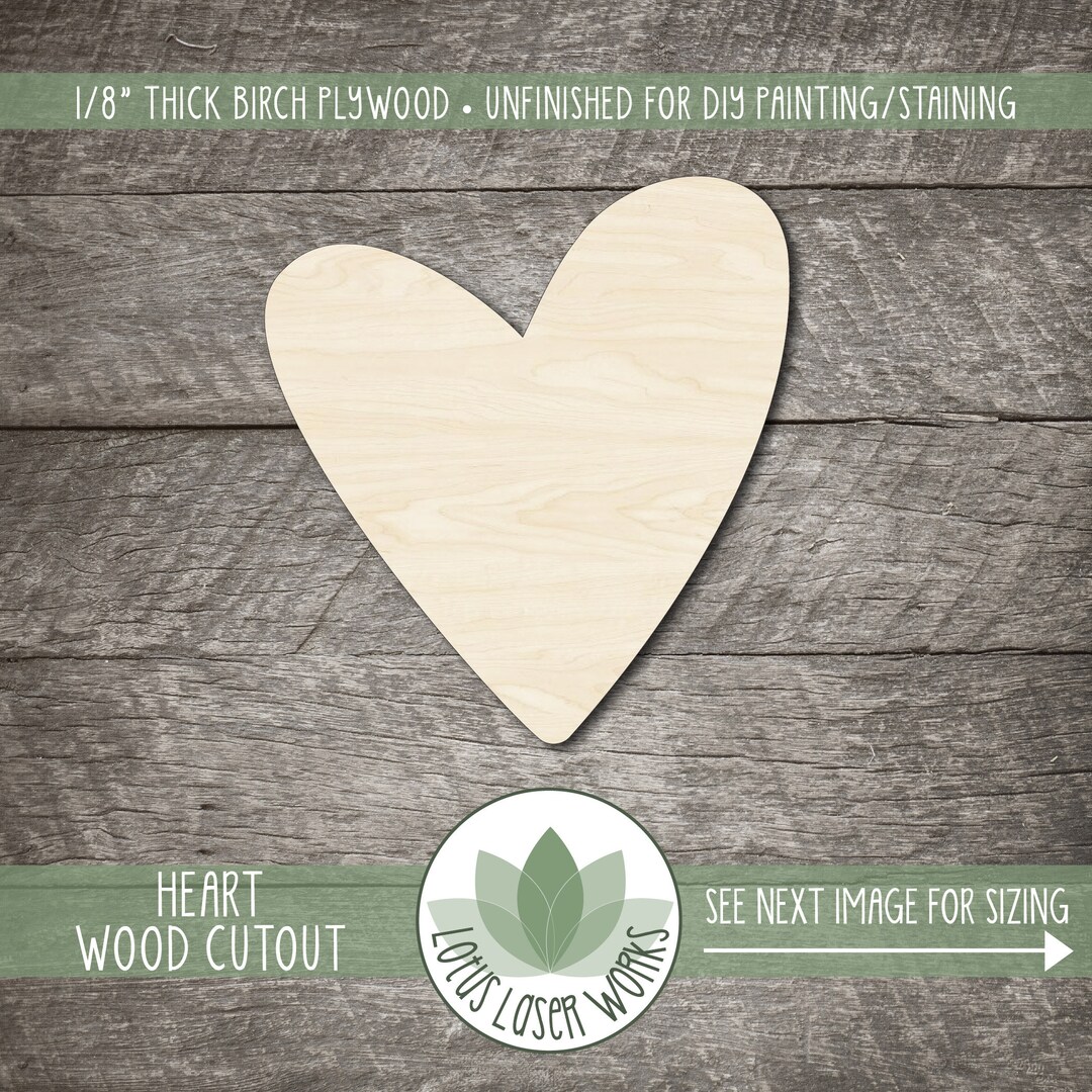 Wood Heart Craft Shape Laser Cut Wooden Heart Cutouts - Etsy