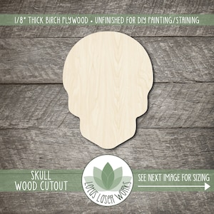 Skull Shape, Unfinished Wood Cutouts For Craft Projects, Painting Blanks