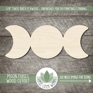 Boho Moon Phase Cutout Shape, Celestial Themed Craft Blanks For Painting