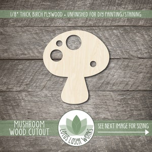 Wooden Mushroom Cutout, Woodland Themed Shapes For Crafting, Fungus Painting Blanks