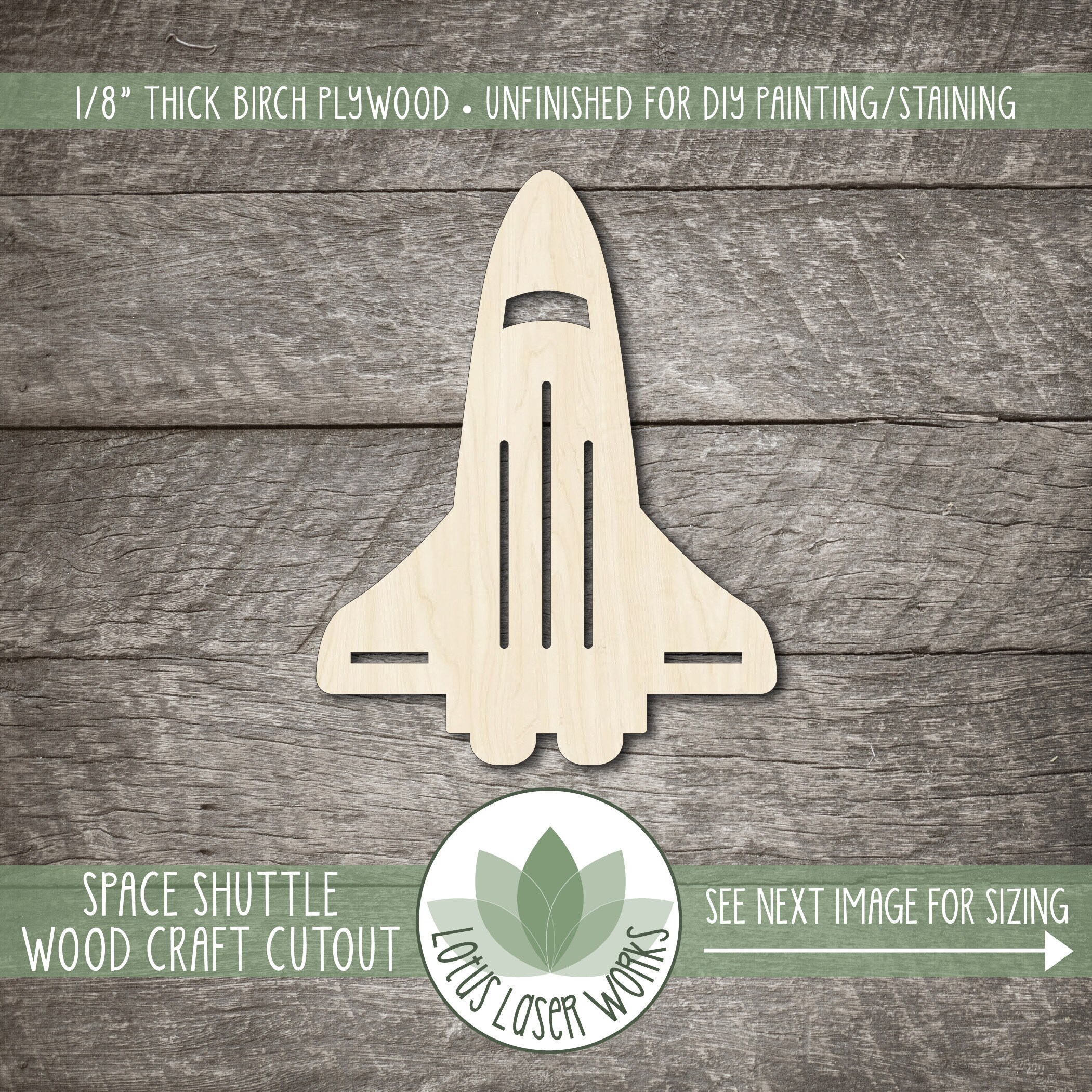 Spaceship - Laser Cut Out Unfinished Wood Craft Shape SPC60 Spaceship - Laser Cut Out Unfinished Wood Craft Shape SPC60