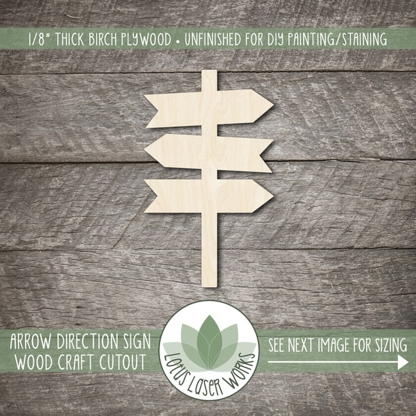 Direction Arrow Sign Shape, Unfinished Wood Craft Blanks, Laser Cut Wooden Directional Arrow Cutout, DIY Wood Craft Shapes