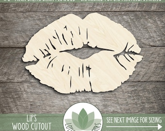 Kiss Lips Wood Laser Cut Shape, Wooden Lips Cutout, Unfinished Wood For DIY Projects, Many Size Options, Wood Lips, Kissing Lips