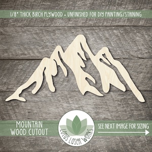 Mountain Wood Shape, Unfinished Wood Craft Blanks, Laser Cut Wooden Mountain Cutout, DIY Craft Supply