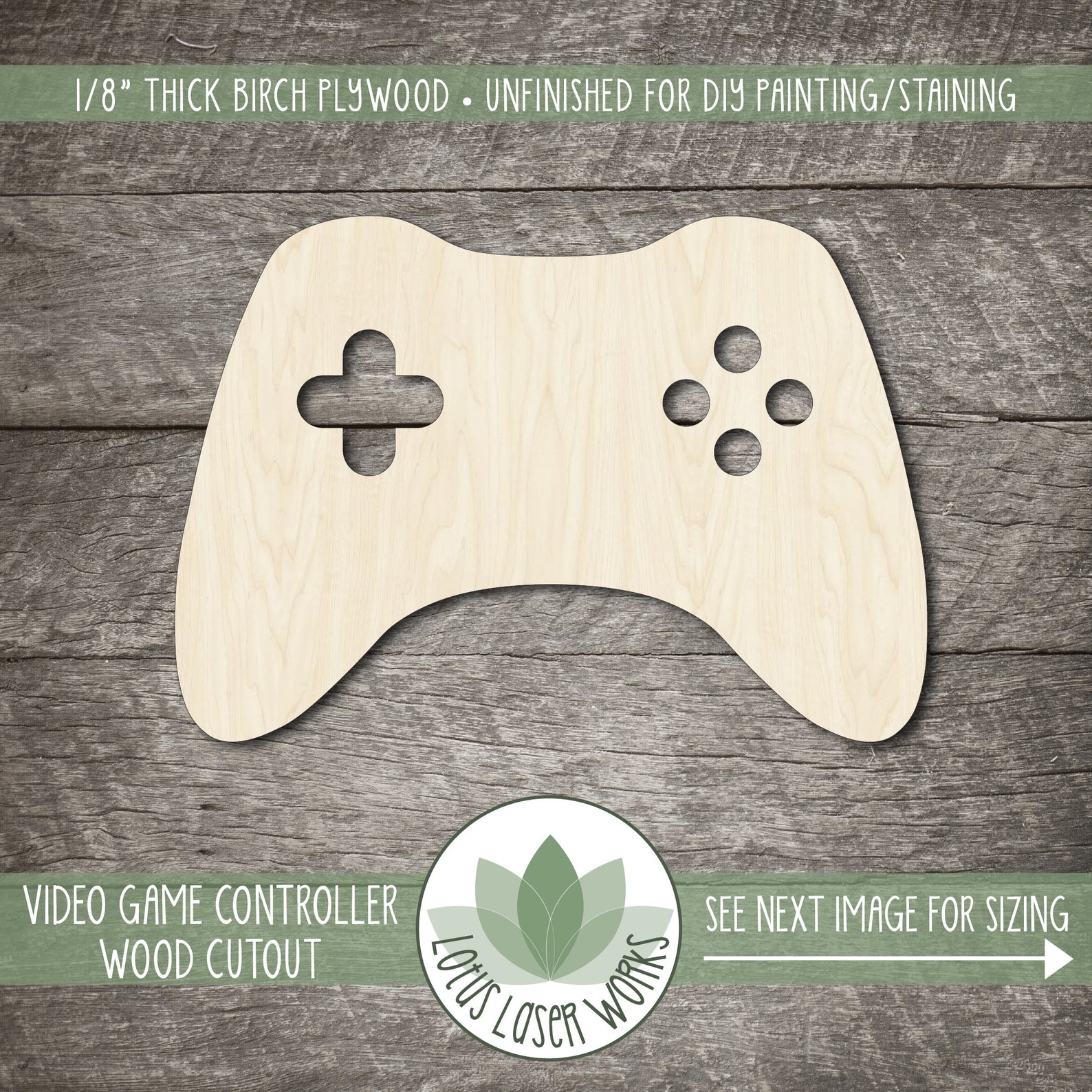 Wood Cutouts Video Game Controller Laser Cut Wooden Video Etsy
