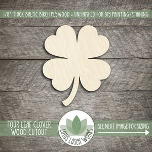 Four Leaf Clover Wood Shape, Wooden Four Leaf Clover, St. Patrick&#39;s Day Decoration, Unfinished Wood For DIY Projects, Many Size Options