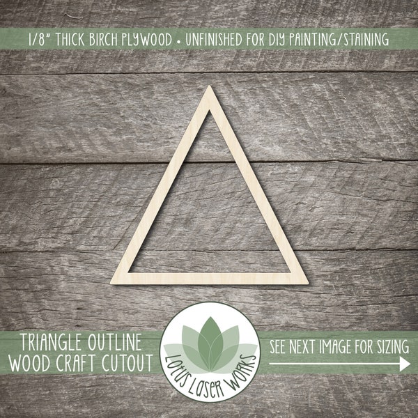 Triangle Outline Wood Cutout, Unfinished Wood Blanks, Wood Craft Supplies, Laser Cut Wooden Triangle Shapes, Wood Craft Shapes