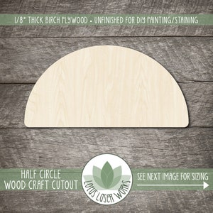 Wood Half Circle Shape, Geometric Cutout For Craft Projects And Painting