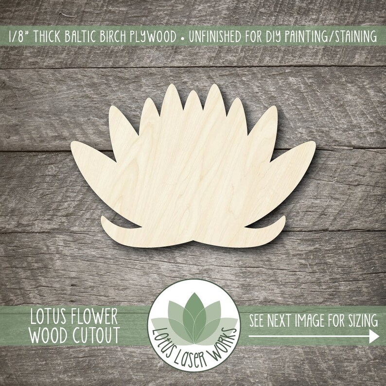 Lotus Flower Wood Laser Cut Shape Wooden Lotus Cutout Etsy
