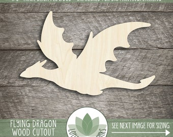 Flying Dragon Wood Cutout: Unfinished Birch Plywood, DIY Craft