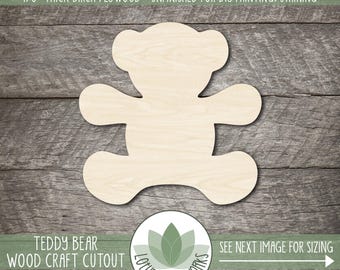 Teddy Bear  |  Unfinished Wood Laser Cut Shapes For Crafting, Baby Shower Decorations