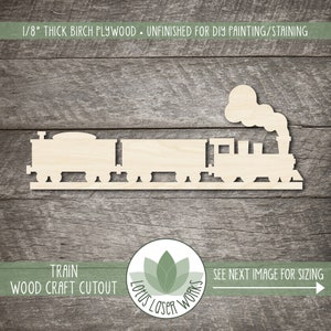 Train - Laser Cut Out Unfinished Wood Craft Shape TRN22 Train - Laser Cut Out Unfinished Wood Craft Shape TRN22