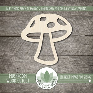 Mushroom Wood Cutout: Unfinished Birch Plywood DIY Craft