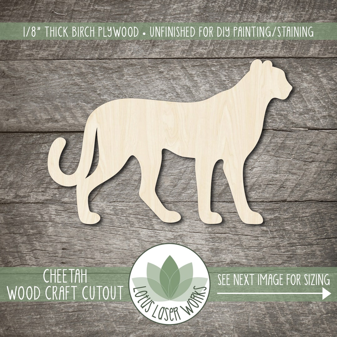 Cheetah Wood Cutout, Unfinished Wooden Craft Blanks, Laser Cut Shapes ...