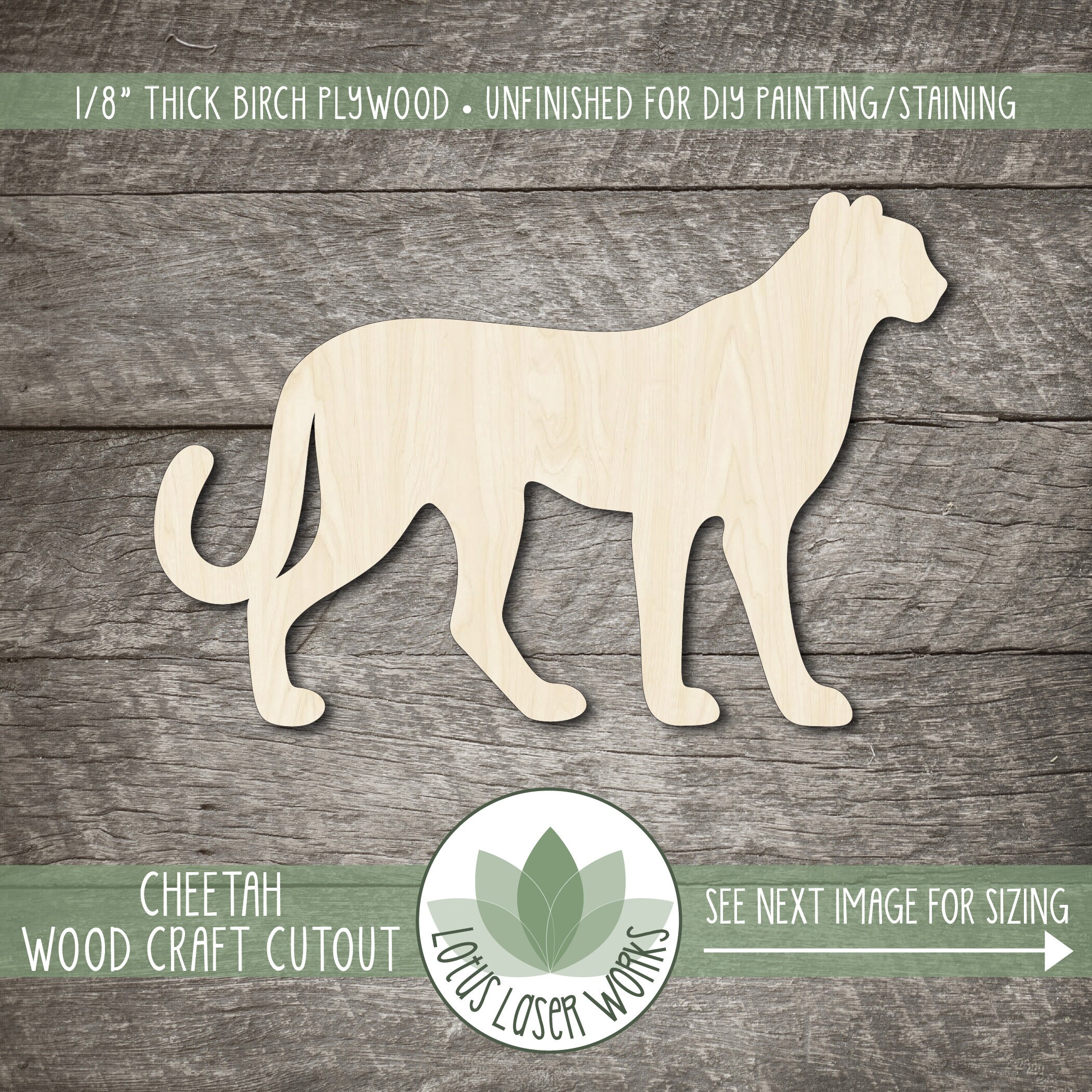 Cat Cheetah - Laser Cut Out Unfinished Wood Craft Shape CAT29 Cat Cheetah - Laser Cut Out Unfinished Wood Craft Shape CAT29
