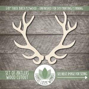 Antler Wood Cutouts, Unfinished Wooden Seasonal Shapes For DIY Crafting