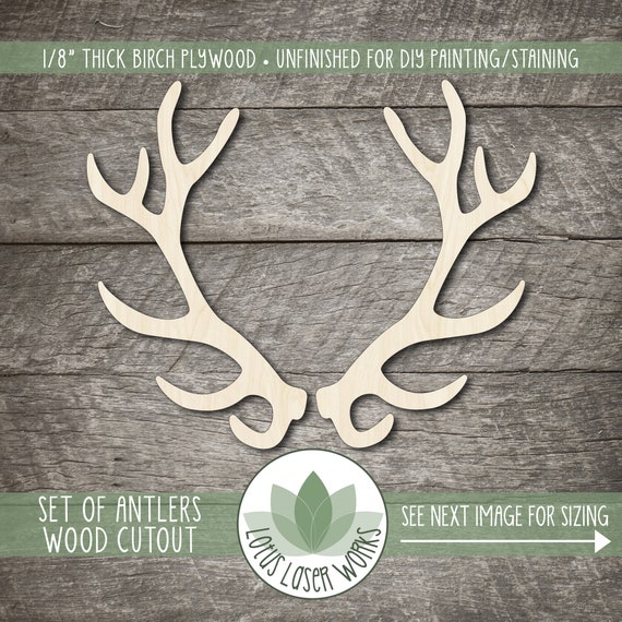 Antler Wood Cutouts, DIY Craft Shapes, Unfinished Wood Blanks, Laser Cut  Wooden Deer Antler Shape, Wood Craft Supplies 