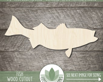 Wood Fish Shape, Unfinished Wood Fish Laser Cut Shape, DIY Craft Supply, Many Size Options, Blank Wood Shapes